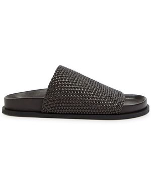 A.Emery Luca Woven Leather Sliders - Brown