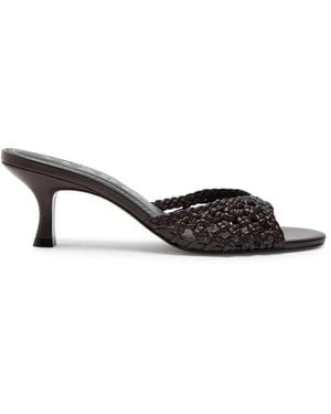 STAUD Brigitte Hand-Knotted Leather Mules - Black