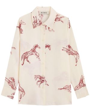 Rohe Horse-Printed Silk-Twill Shirt - Pink