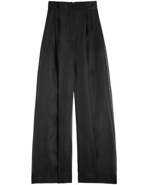 A.W.A.K.E. MODE Wide-Leg Organza Trousers - Black