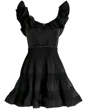 Zimmermann Frilled Plissé And Sateen Mini Dress - Black