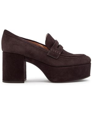 Gianvito Rossi Jenna 75 Platform Suede Pumps - Brown