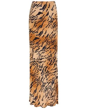 Never Fully Dressed Dorris Tiger-Print Chiffon Maxi Skirt - Metallic