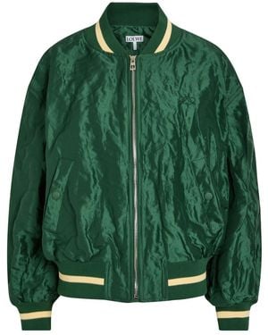 Loewe Crinkled Satin-Twill Bomber Jacket - Green