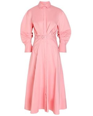 Rebecca Vallance Dianthe Belted Stretch Cotton-Poplin Midi Shirt Dress - Pink