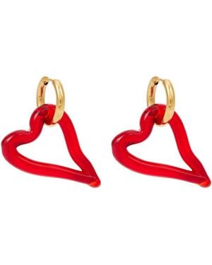 SANDRALEXANDRA Mini Luna 24Kt-Plated Hoop Earrings - Red