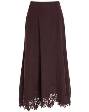 Zimmermann Valiant Lace-Trim Wool Midi Skirt - Purple