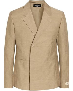 Jacquemus La Veste Melo Slubbed Linen-Blend Blazer - Natural