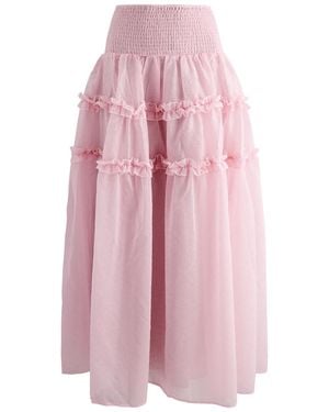 Sister Jane Brooke Ruffled Floral-Jacquard Organza Skirt - Pink