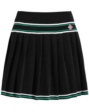 CASABLANCA Pleated Stretch-Knit Mini Skirt - Black