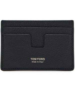 Tom Ford Grained Leather Card Holder - Grey