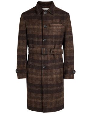 Oliver Spencer Staunton Checked Belted Wool Coat - Brown