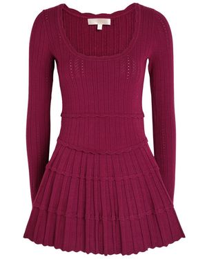 LoveShackFancy Pointelle-Knit Mini Dress - Purple
