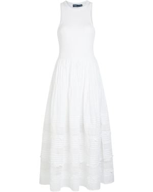 Polo Ralph Lauren Embroidered Stretch-Cotton Midi Dress - White
