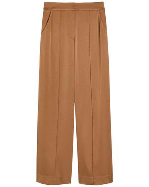 Jonathan Simkhai Kyra Pintuck Wide-Leg Satin Trousers - Brown