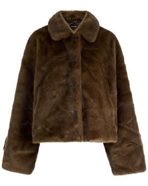 Meotine Kelly Cropped Faux Fur Jacket - Brown