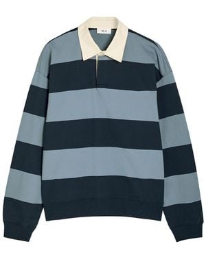 NN07 David Striped Cotton Polo Sweatshirt - Blue