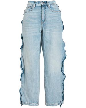 T By Alexander Wang Zip-Embellished Barrel-Leg Jeans - Blue