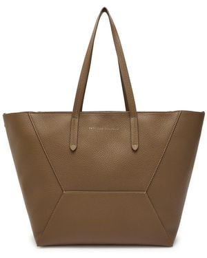 Brunello Cucinelli Bead Medium Grained Leather Tote Bag - Brown