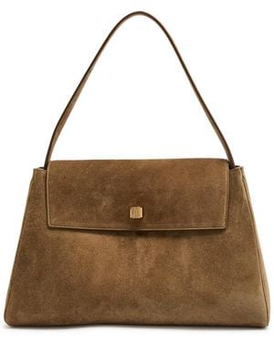 KHAITE Audrey Suede Top Handle Bag - Brown