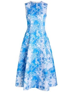 Emilia Wickstead Mara Floral-Print Faille Midi Dress - Blue