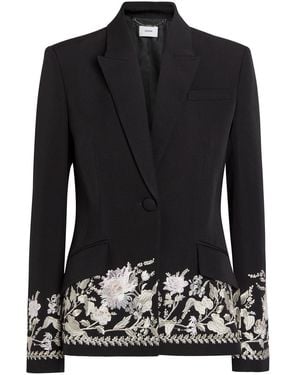 Erdem Floral-Embroidered Wool Blazer - Black
