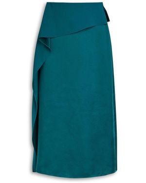 Erdem Draped Satin Midi Skirt - Green