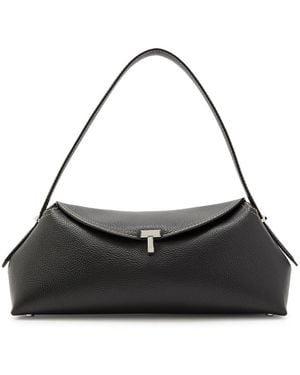 TOTEME T-Lock Grained Leather Shoulder Bag - Black