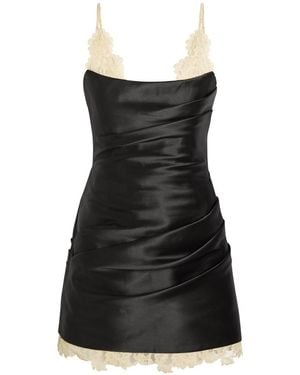 De La Vali Kasai Layered-Lace And Satin Mini Dress - Black