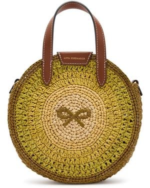 Anya Hindmarch Small Round Bow Raffia Tote Bag - Metallic