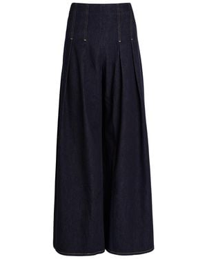 Alice + Olivia Henry Pleated Wide-Leg Trousers - Blue