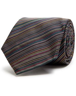 Paul Smith Signature Stripe Embroidered Tie - Grey