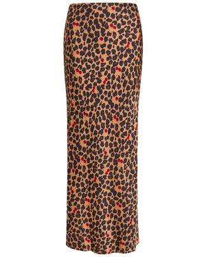 Never Fully Dressed Dorris Cherry And-Print Satin Slip Skirt - Natural