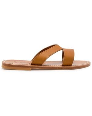 K. Jacques Kalomira Cut-Out Leather Sandals - Brown
