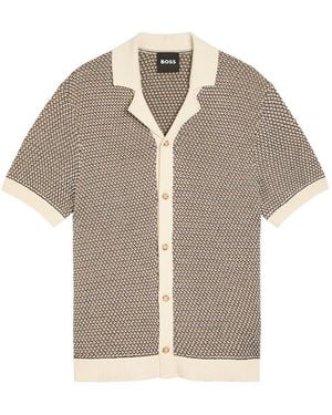 BOSS Knitted Cotton Shirt - Natural