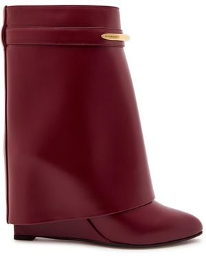 Givenchy Shark 95 Leather Mid-Calf Boots - Red