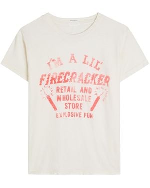 Mother The Boxy Goodie Goodie Printed Cotton T-Shirt - White