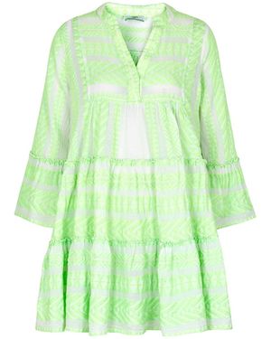 Devotion Ella Embroidered Stretch-Cotton Mini Dress, Mini Dress - Green