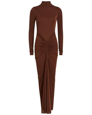 Ronny Kobo Scorpio Ruched Tissue Jersey Maxi Dress - Brown