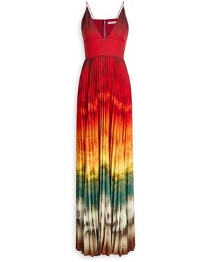 Alice + Olivia Lauren Printed Chiffon Maxi Dress - Red