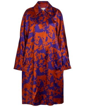 Dries Van Noten Roolsy Printed Satin Coat - Red