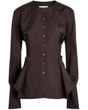 LIBEROWE Lavinia Darted Cotton-Poplin Shirt - Brown