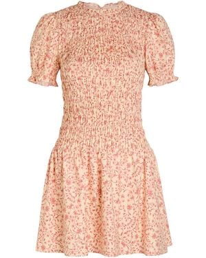 Reformation Leannah Floral Print Stretch-Cotton Mini Dress - Pink