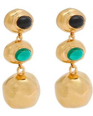 Joanna Laura Constantine Oval Cabochon 18Kt-Plated Drop Earrings - White