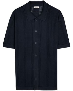 L'Estrange Textured Pointelle-Knit Shirt - Blue
