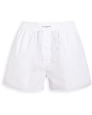 T By Alexander Wang Classic Boxer Cotton-Poplin Shorts - White