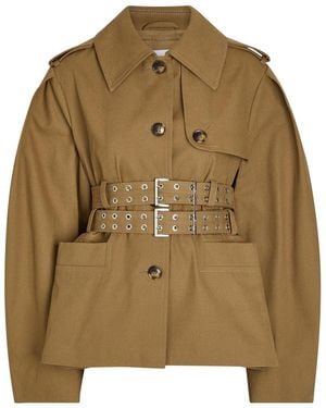 Ganni Belted Canvas Trench Jacket - Green
