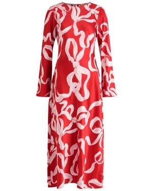 Kitri Keira Printed Satin Maxi Dress - Red