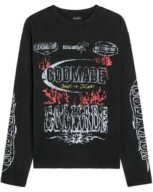 God Made Resilience Printed Cotton T-Shirt - Black