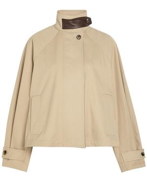 Loewe Leather-Trim Cotton And Silk-Blend Jacket - Natural